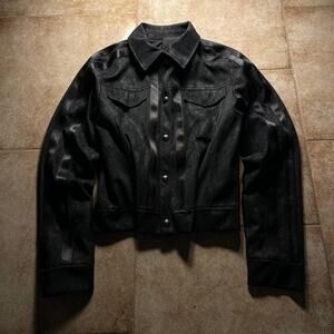 Japanese Archive Black Leather Jacket Waxed Look size L